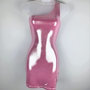 NWT Pink Metallic Liquid Metal Mini Dress